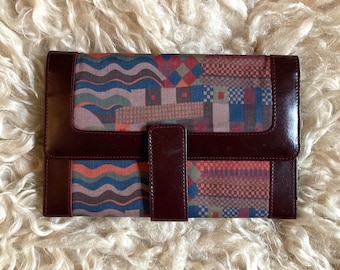 Vintage Liberty Print Fabric and Leather Travel Document Purse