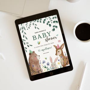 Kit Invito Baby Shower Tema Bosco | Invito + Poster + Cartoline | Woodland Party