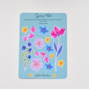 Planche d'autocollants fleurs – Autocollants pour bullet journal, agenda, scrapbooking, autocollants printaniers, décorations créatives