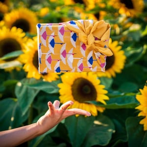 50cm Adeline Klam Bio Baumwolle Furoshiki Geschenkverpackung | Kranich Gelb
