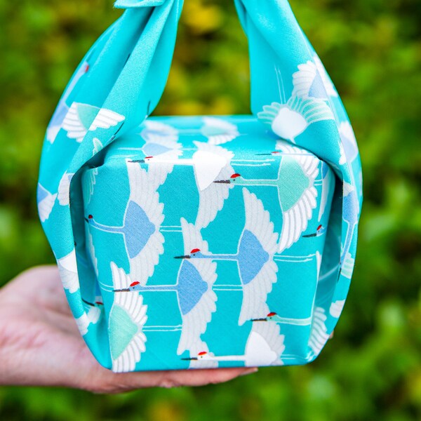 50cm Adeline Klam Organic Cotton Furoshiki | Crane Turquoise