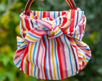 Modern Girl Furoshiki Bag Kit with Ring Handles - Stripe / Multi