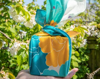 50cm Adeline Klam Organic Cotton Furoshiki Gift Wrapping | Peony Blue