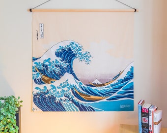 Großes Baumwoll Furoshiki | Hokusai Große Welle Japanische Wandkunst (104 cm)