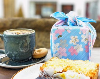 50cm Spring Sky Cherry Blossom Cotton Furoshiki Gift Wrapping | Blue