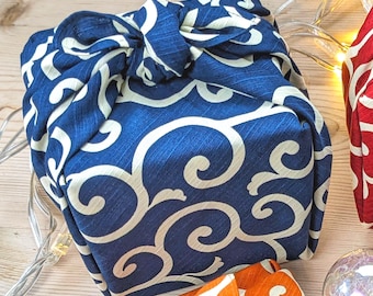 50 cm Baumwolle Furoshiki Geschenkverpackung | Arabeske blau