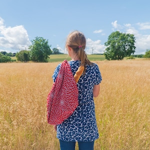 104 cm Isa Monyo Reversible Große Furoshiki | Chrysantheme Rot/Blau