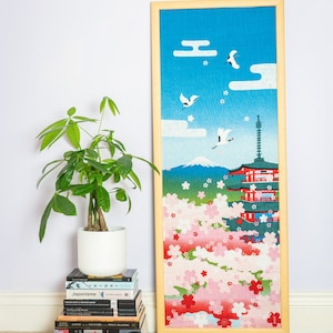 Pagoda and Fuji Tenugui Wall-hanging
