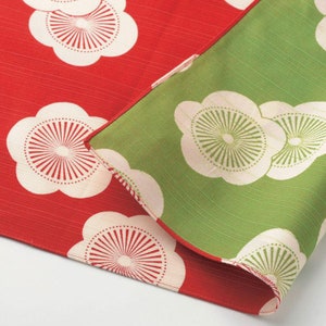 Furoshiki réversible Isa Monyo 48 cm Rouge abricot japonais/vert image 8