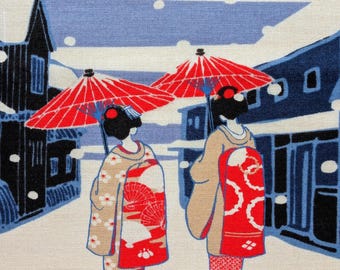 Winter Gion Tenugui Wall-hanging