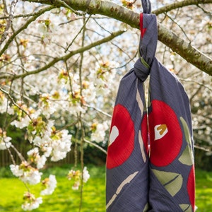90cm Yumeji Takehisa Furoshiki | Camellia Gray