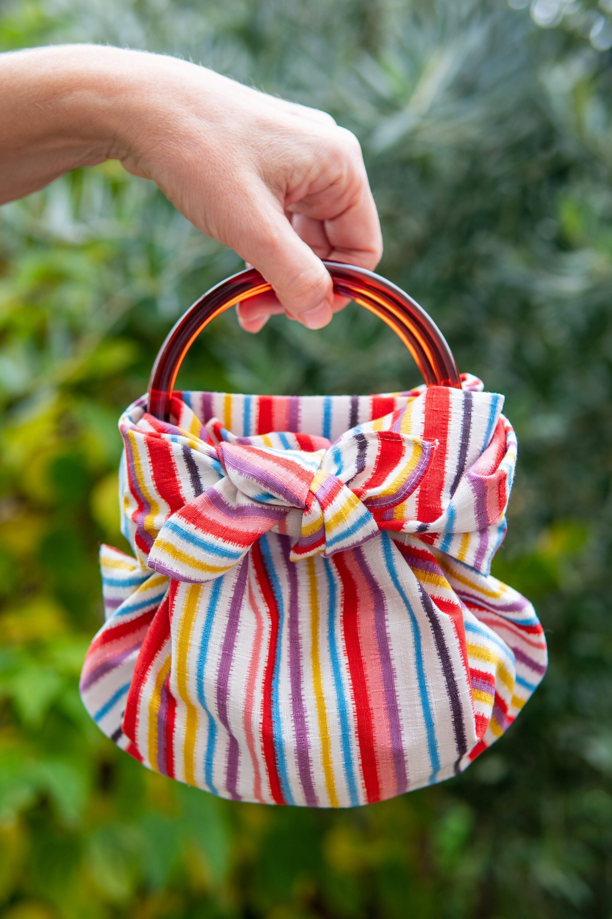Modern Girl Furoshiki Bag Kit With Ring Handles Stripe Multi Etsy