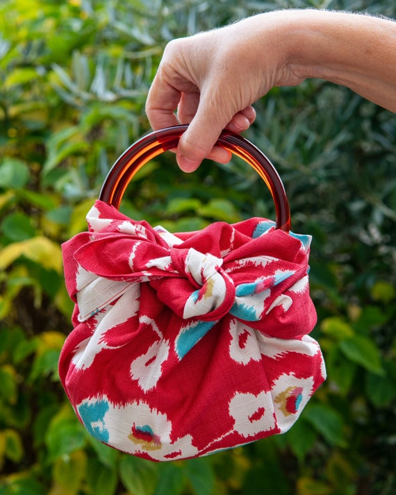 Modern Girl Furoshiki Bag Kit With Ring Handles Japanese Apricot / Red -  Etsy