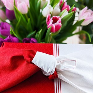 70 cm Lepre Tsutsumi Medio Furoshiki / Diagonale Bicolore Rosso