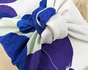 70cm Koetsu Chirimen Yuzen Furoshiki in Iris Gray