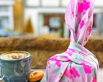 50cm Cherry Orchard Cotton Furoshiki Gift Wrapping | Bright Pink