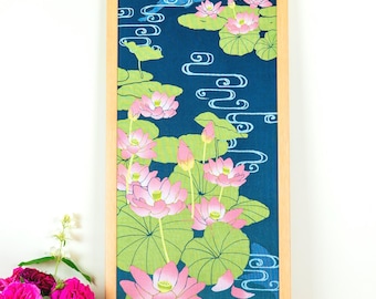 Summer Lotus Flower Tenugui Wall-hanging