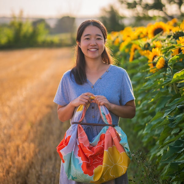 100cm Adeline Klam Organic Cotton Furoshiki | Peony Orange