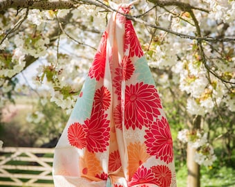 100cm Adeline Klam Organic Cotton Furoshiki | Chrysanthemum Crimson Red