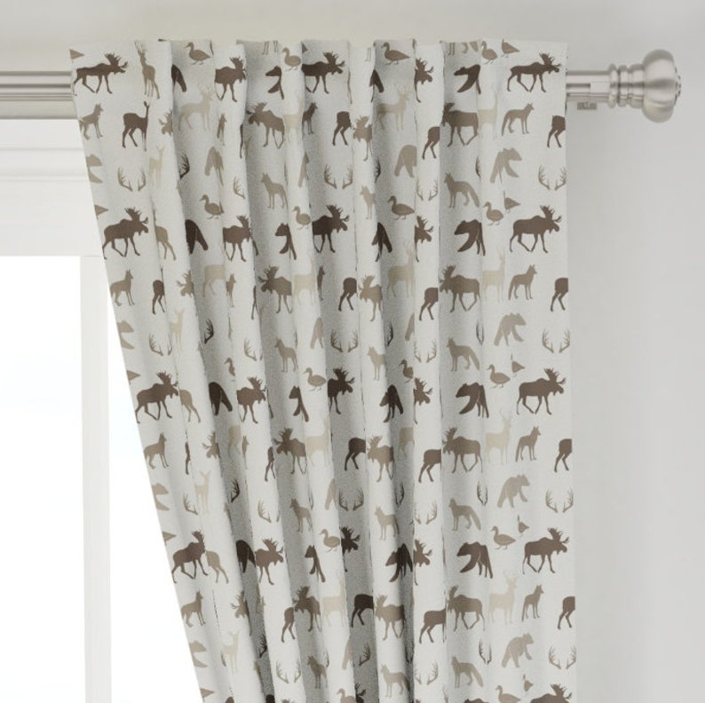 Neutral Woodland Curtains for Nursery or Children's Etsy