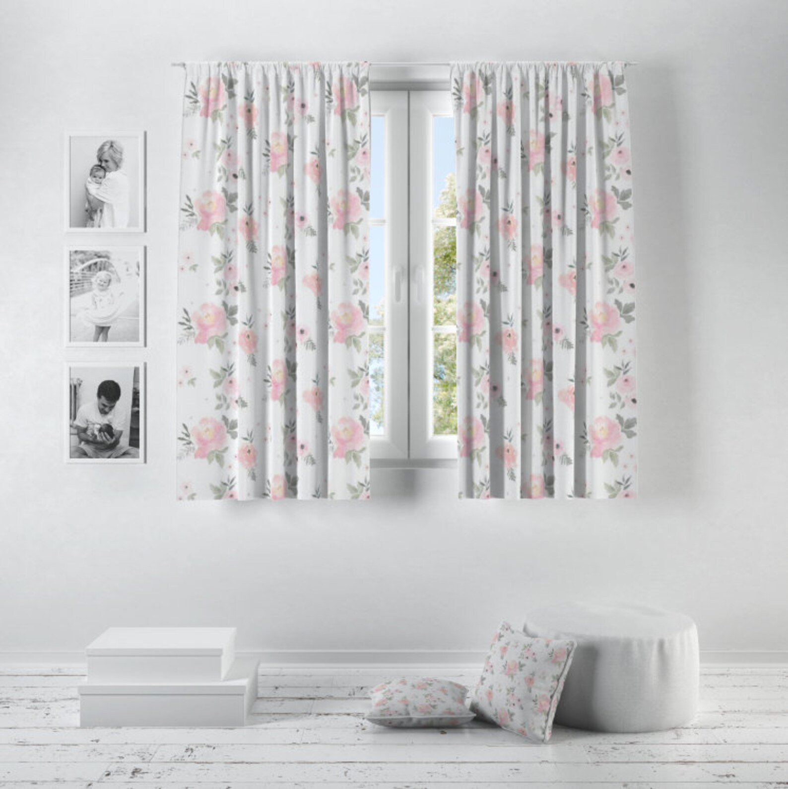 Blush Pink Rose Curtains for Nursery or Children's Bedroom Etsy