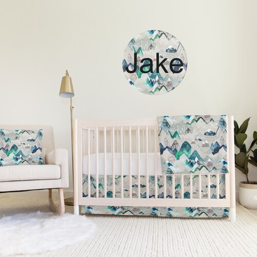Mountain Water Color Baby Bedding Set 