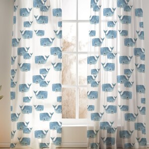 Blue Whale Curtains for Nursery or Children&#39;s Bedroom Custom and Hand Made Just for You, Explore Now!