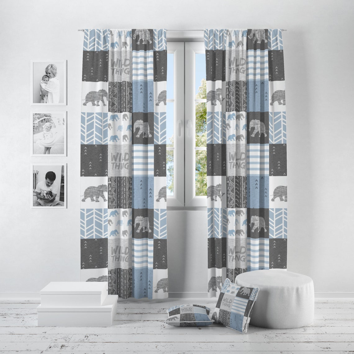 Blue Safari Curtains for Nursery or Children's Bedroom Etsy