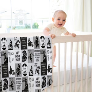 Motocross Baby Blanket: Organic Cotton Swaddle, Crib Sheet & Decor