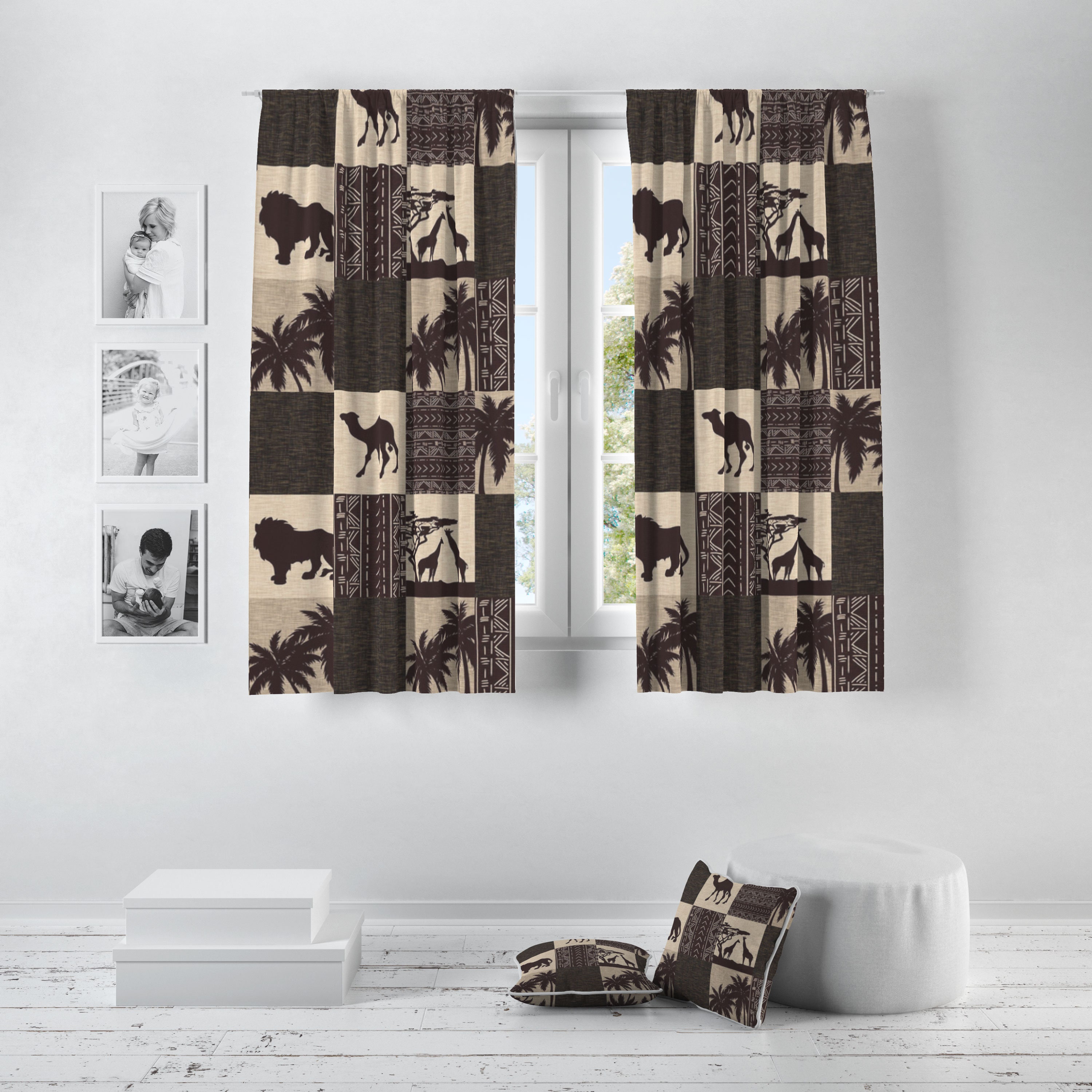 Neutral Safari Curtains for Nursery or Children's Bedroom Etsy