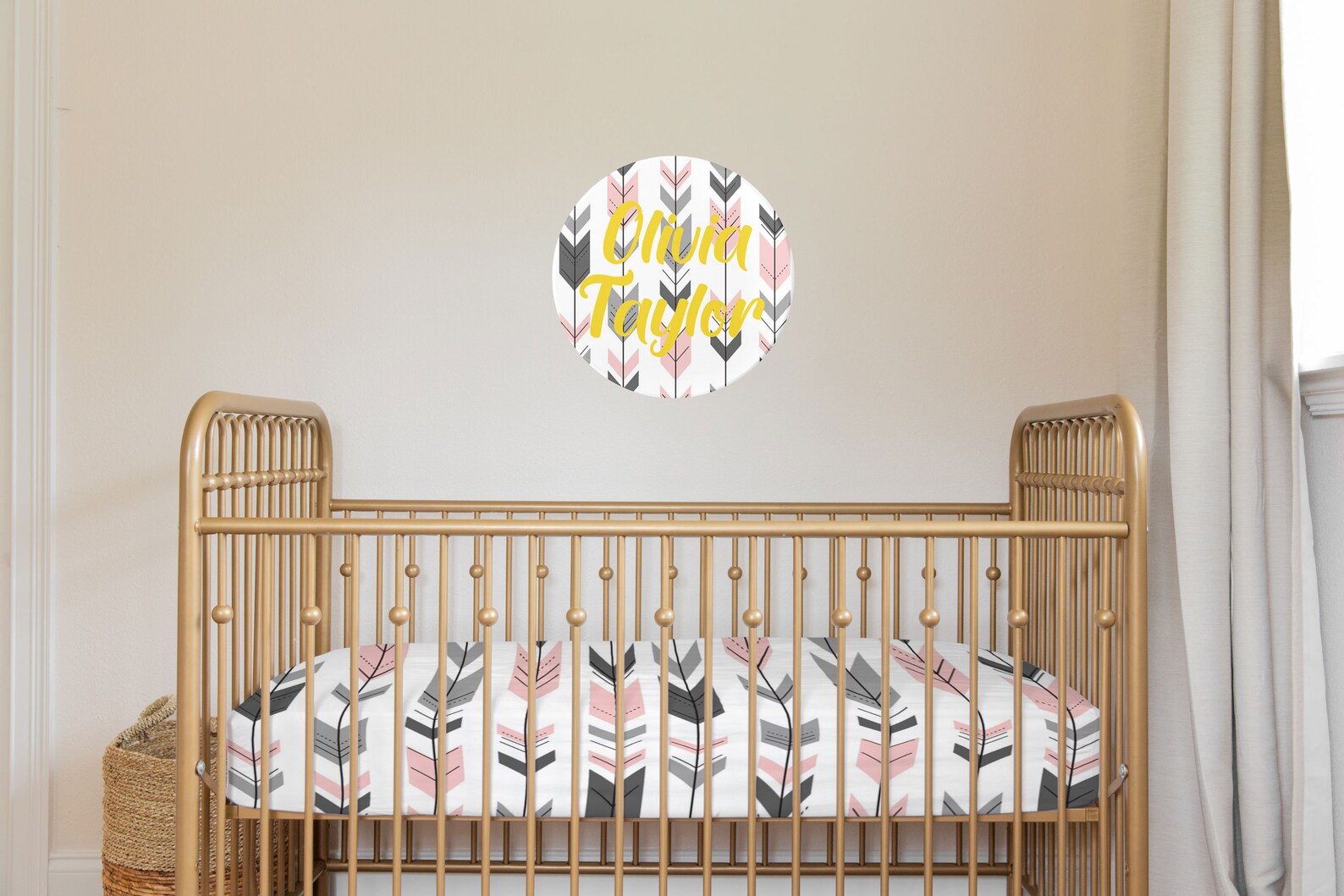 Pink and Grey Arrow Baby Bedding Set Custom and Hand Made Just Etsy