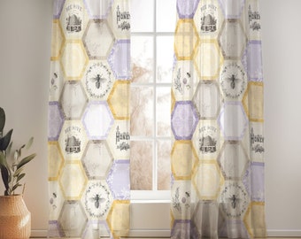 Honey and Lavender Honeycomb Curtains for Nursery or Children's Bedroom Custom and Hand Made Just for You, Explore Now!