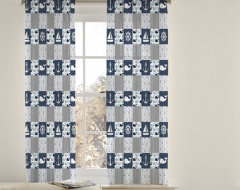 Navy Blue Nautical Ocean Curtains for Nursery or Children's Bedroom Custom and Hand Made Just for You, Explore Now!