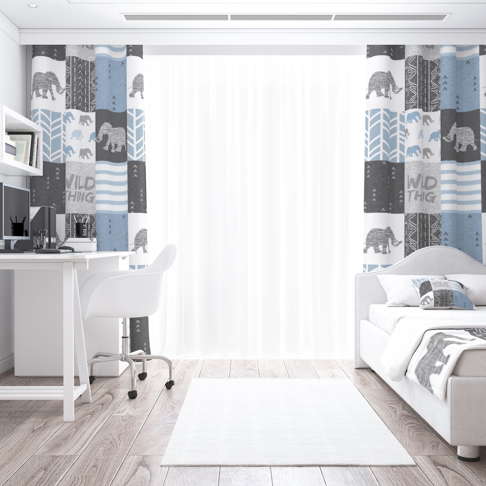 Blue Safari Curtains for Nursery or Children's Bedroom Etsy