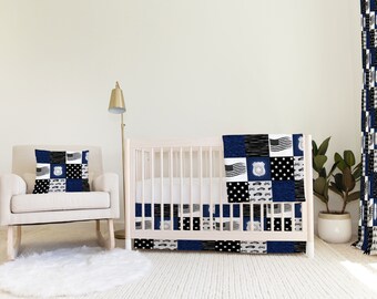 Police Patchwork Baby Bedding Set Custom & Hand Made Just for You, Explore Now! Swaddle, Blanket, Changing Pad Cover, Crib Sheet and Skirt