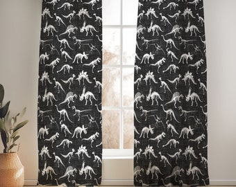 Black Dinosaur Bones Curtains for Nursery or Children's Bedroom Custom and Hand Made Just for You, Explore Now!