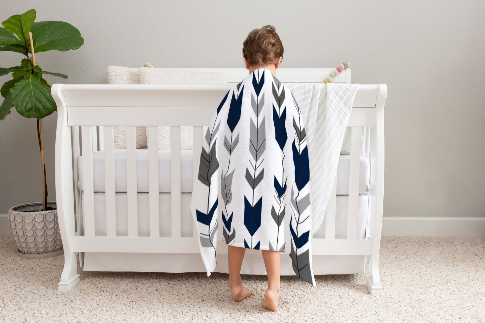 Navy Blue Arrow Baby Bedding Set Custom and Hand Made Just for Etsy