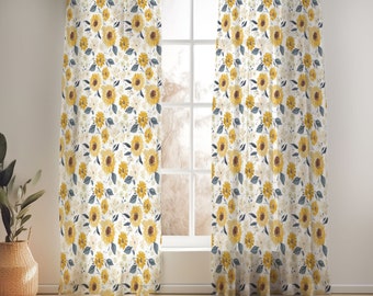 Sunflowers and Cream Curtains for Nursery or Children's Bedroom Custom and Hand Made Just for You, Explore Now!