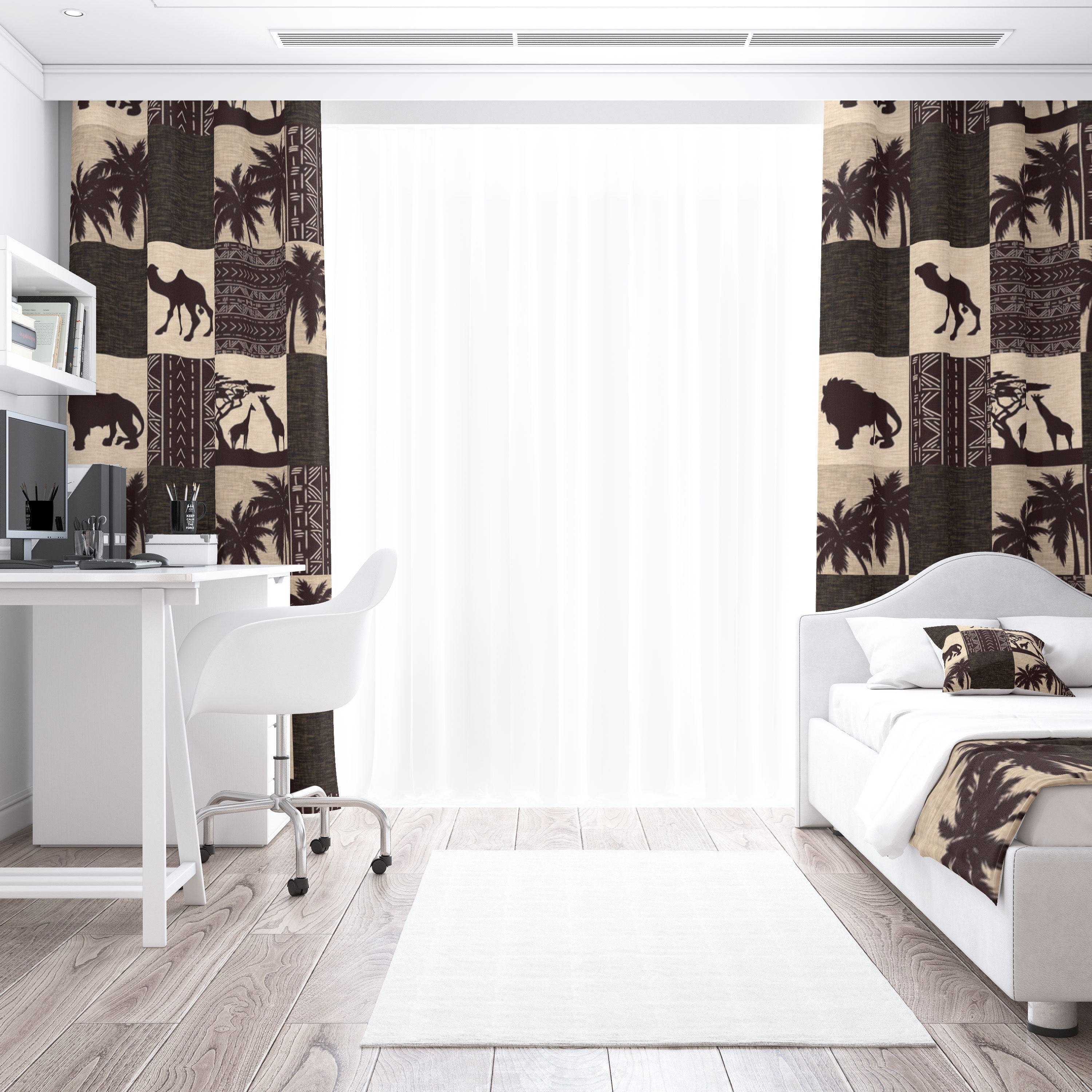 Neutral Safari Curtains for Nursery or Children's Bedroom Etsy