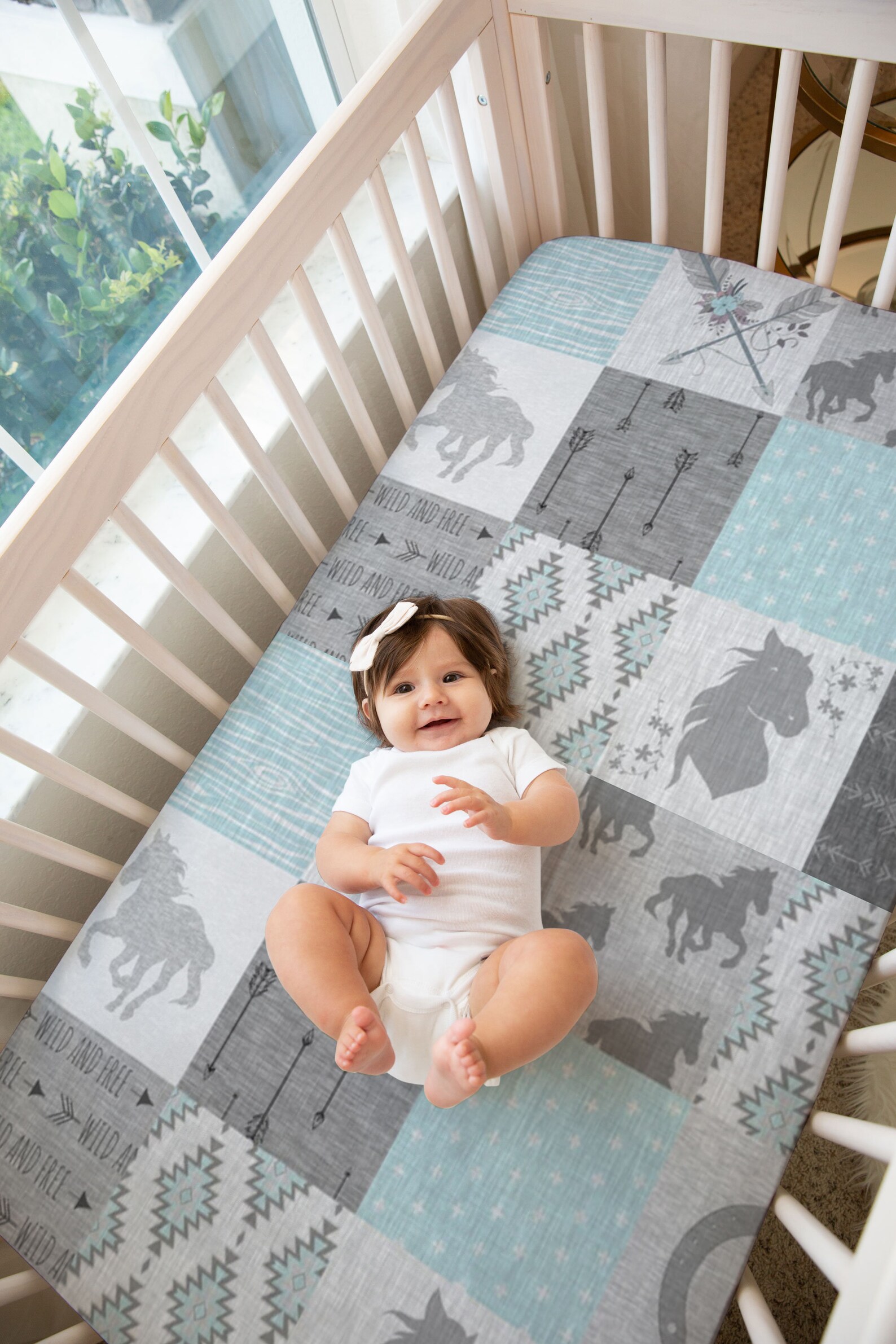 Light Blue Horse Baby Bedding Set Custom and Hand Made Just Etsy