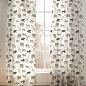 Safari Nursery Curtains: Handmade Cotton Animal Print, Blackout Option