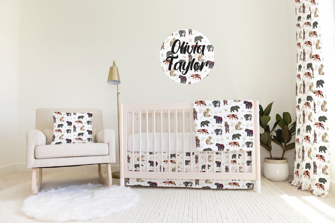 Woodland Floral Bear Baby Items Custom and Hand Made Just for You, Explore Now Swaddle, Blanket ...