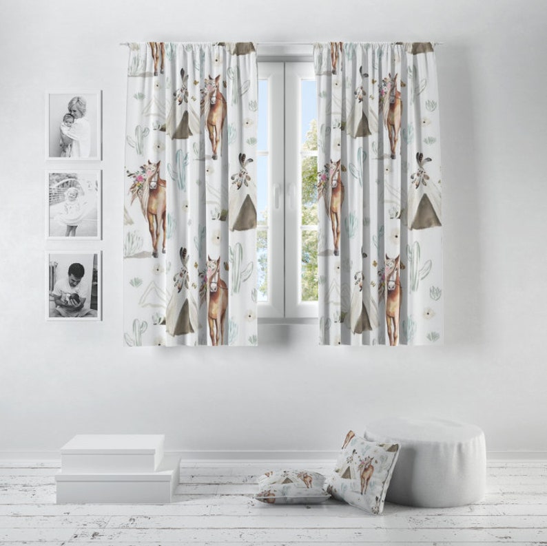 Boho Horse Curtains for Nursery or Children's Bedroom Etsy UK
