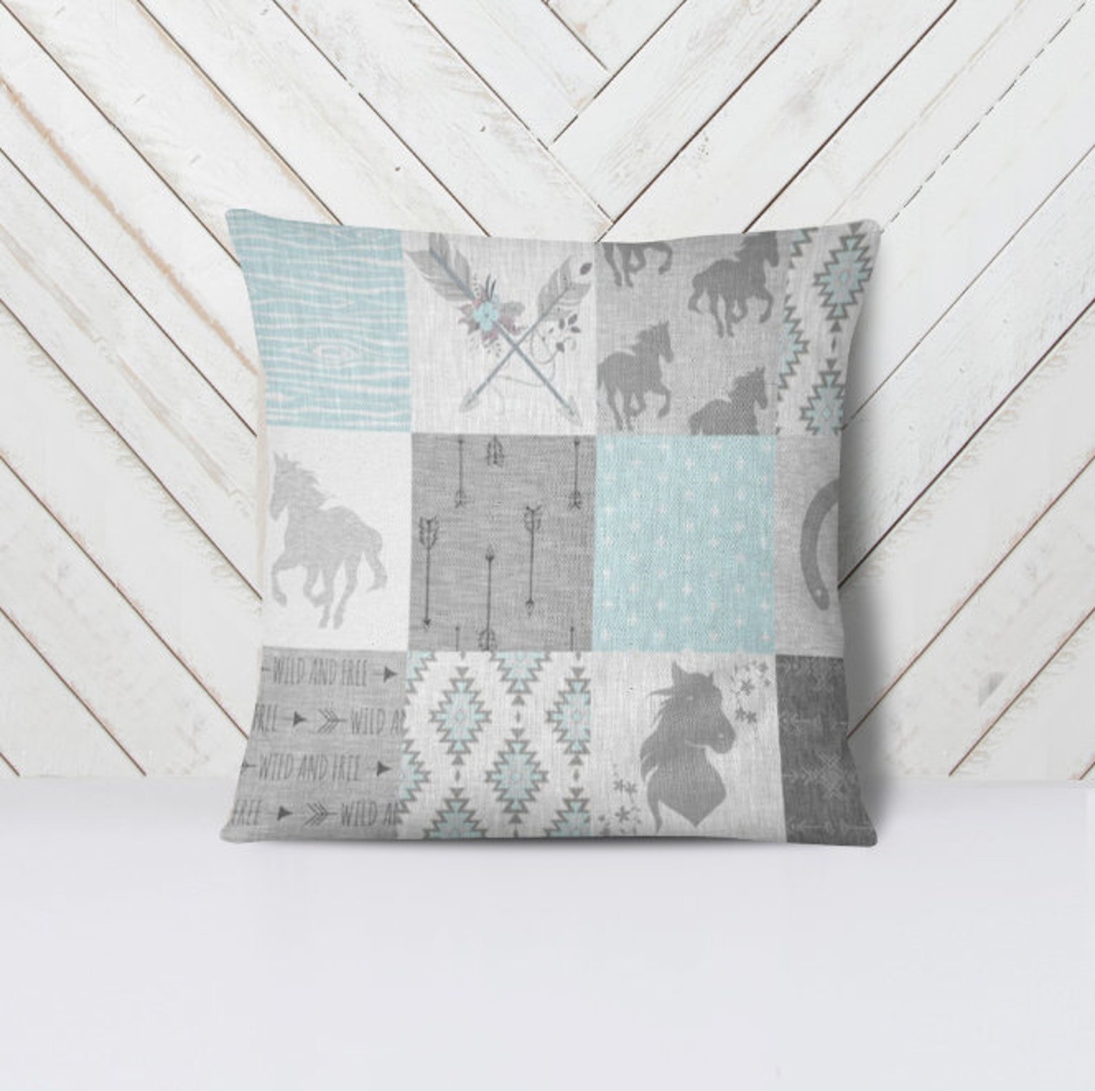 Light Blue Horse Baby Bedding Set Custom and Hand Made Just Etsy