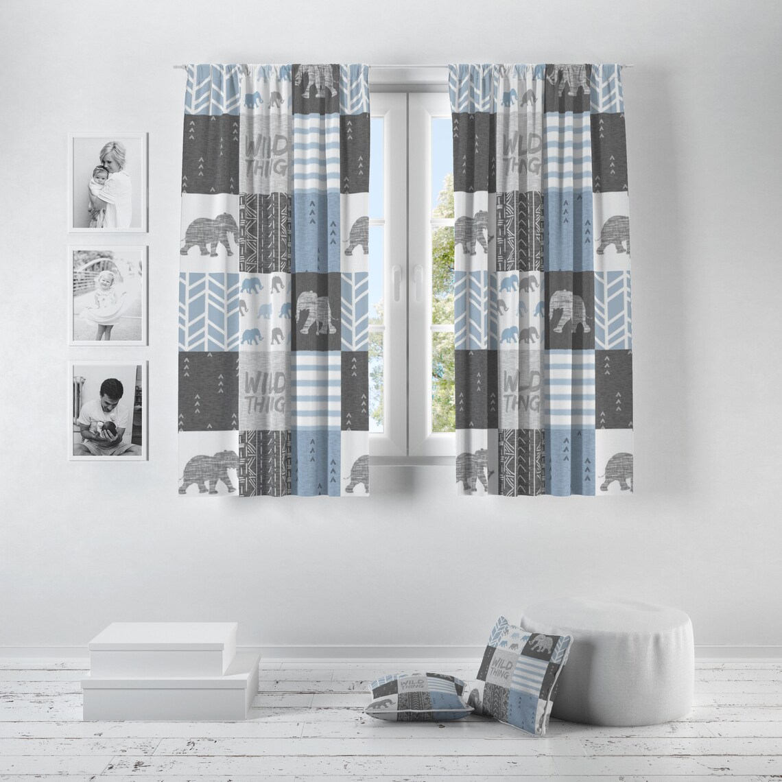 Blue Safari Curtains for Nursery or Children's Bedroom Etsy