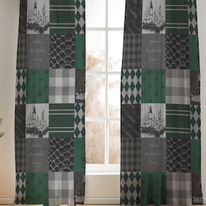 Green Wizard Patchwork Curtains: Nursery Decor, Cotton or Blackout