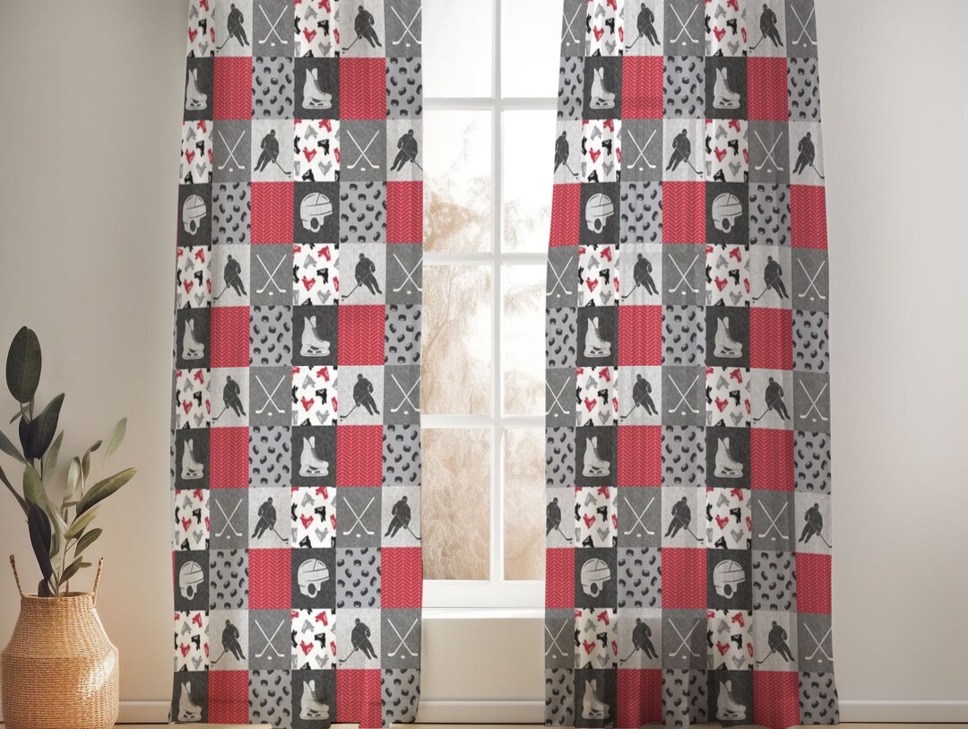 Ice Hockey Curtains for Nursery or Children's Bedroom Custom and Hand