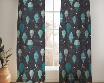 Forest Animal Hot Air Balloon Curtains for Nursery or Children's Bedroom Custom and Hand Made Just for You, Explore Now!