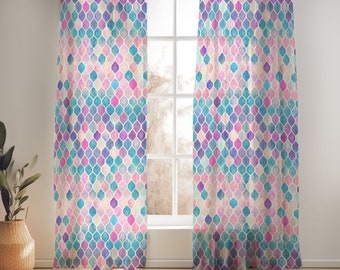 Moroccan Mermaid Nursery Curtains: Custom Cotton or Blackout