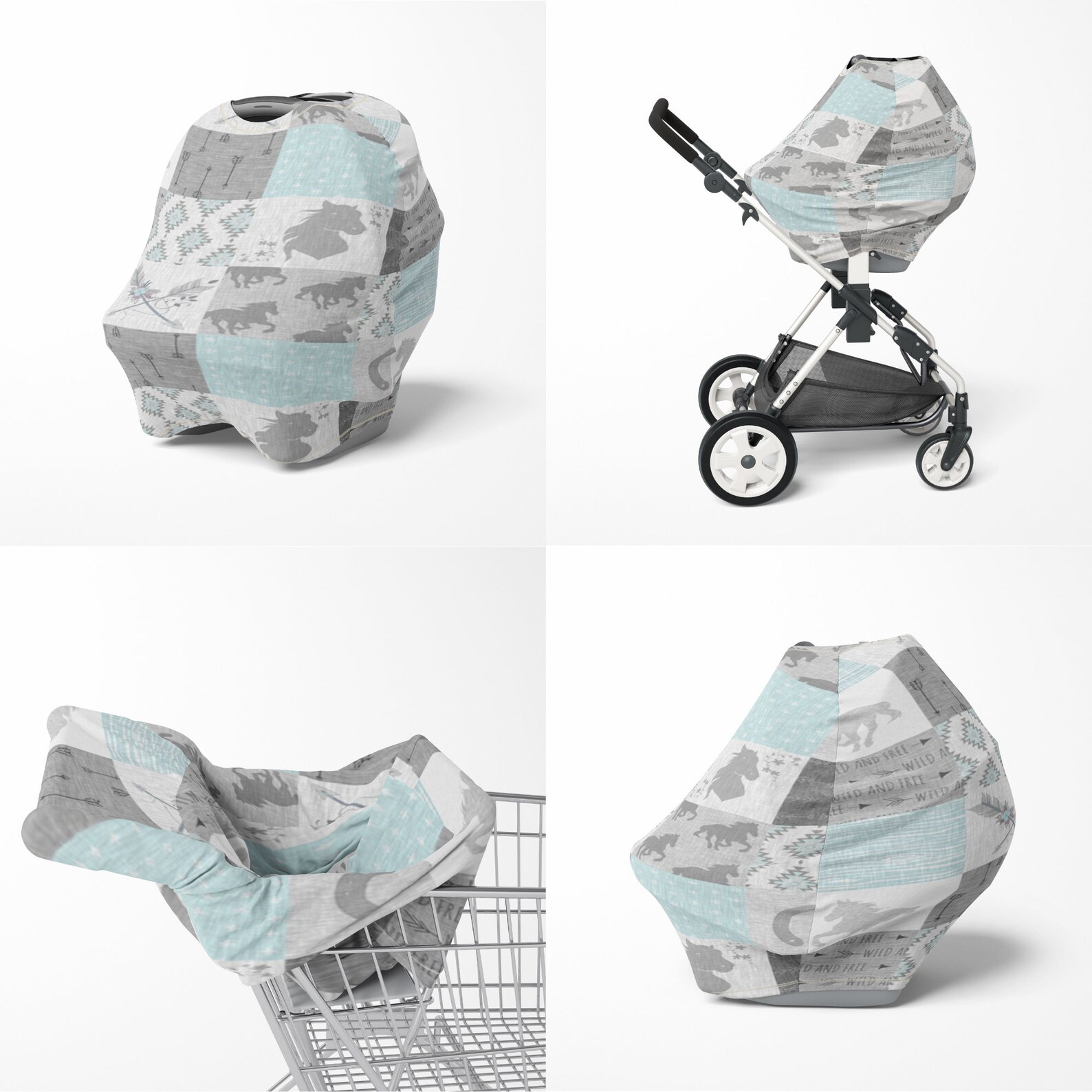 Light Blue Horse Baby Bedding Set Custom and Hand Made Just Etsy